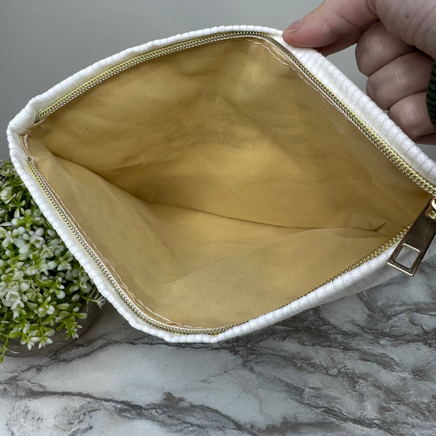 Corduroy Zip Pouch - Christmas Santa Blue