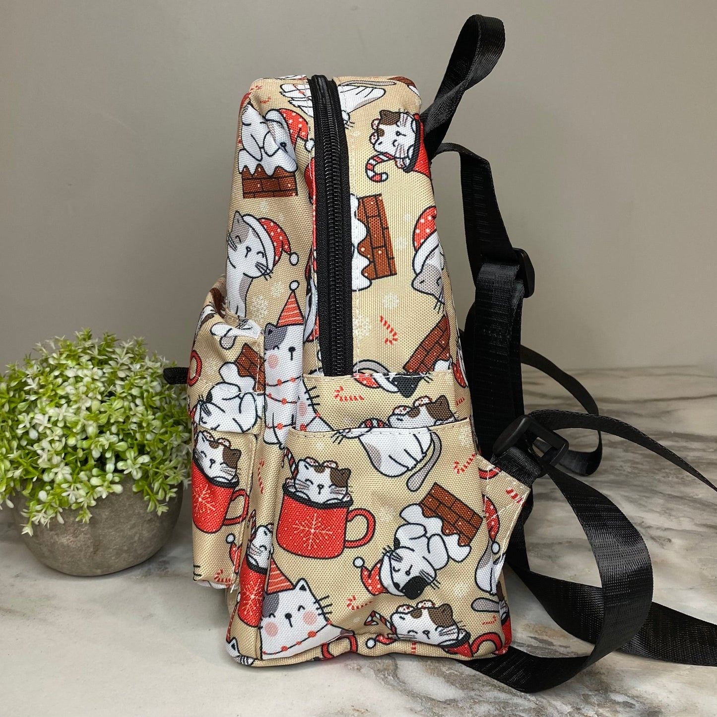 Mini Backpack - Cat Christmas