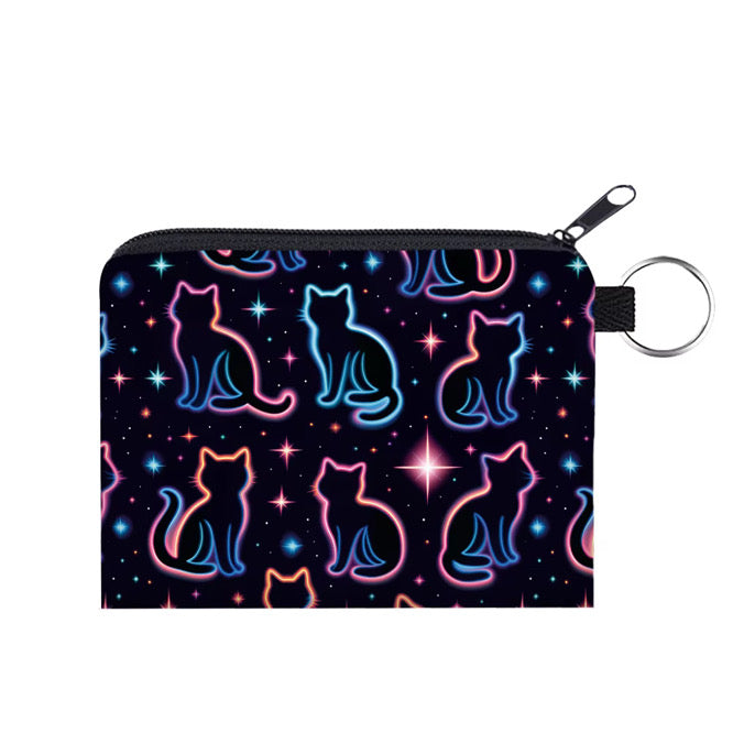 Mini Pouch - Neon Cat Outline