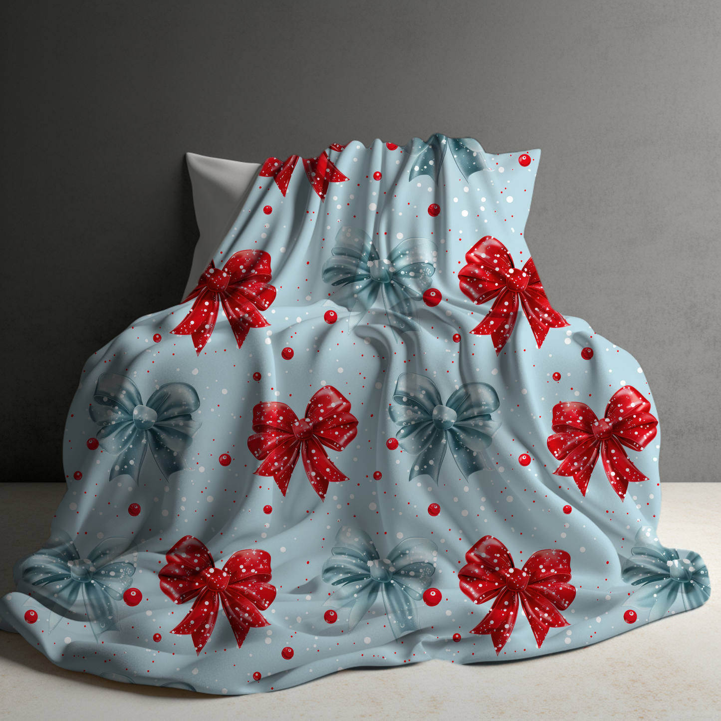Blanket - Christmas - Red Blue Bow - PREORDER ENDS 10/10