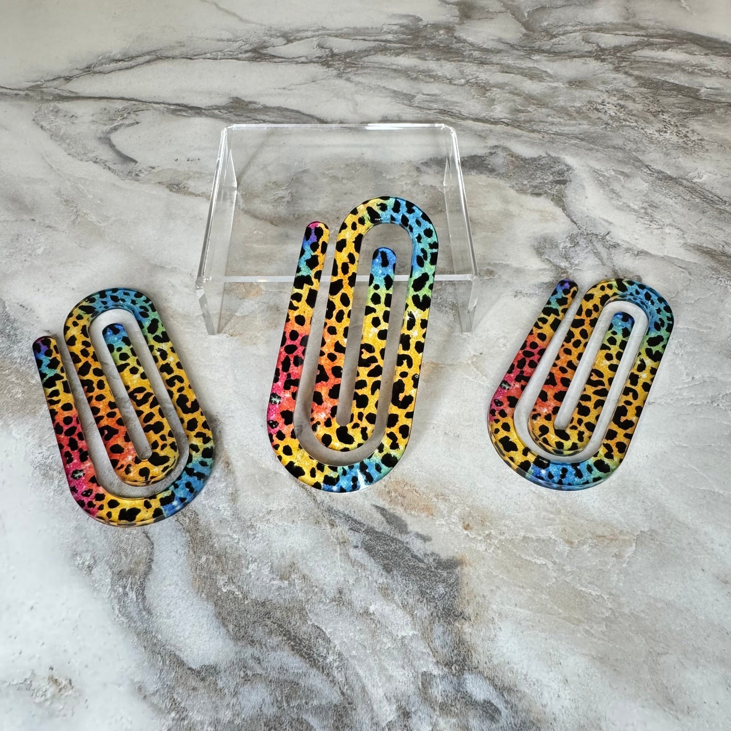 Jumbo Paperclip - Yellow Blue Pink Animal Print