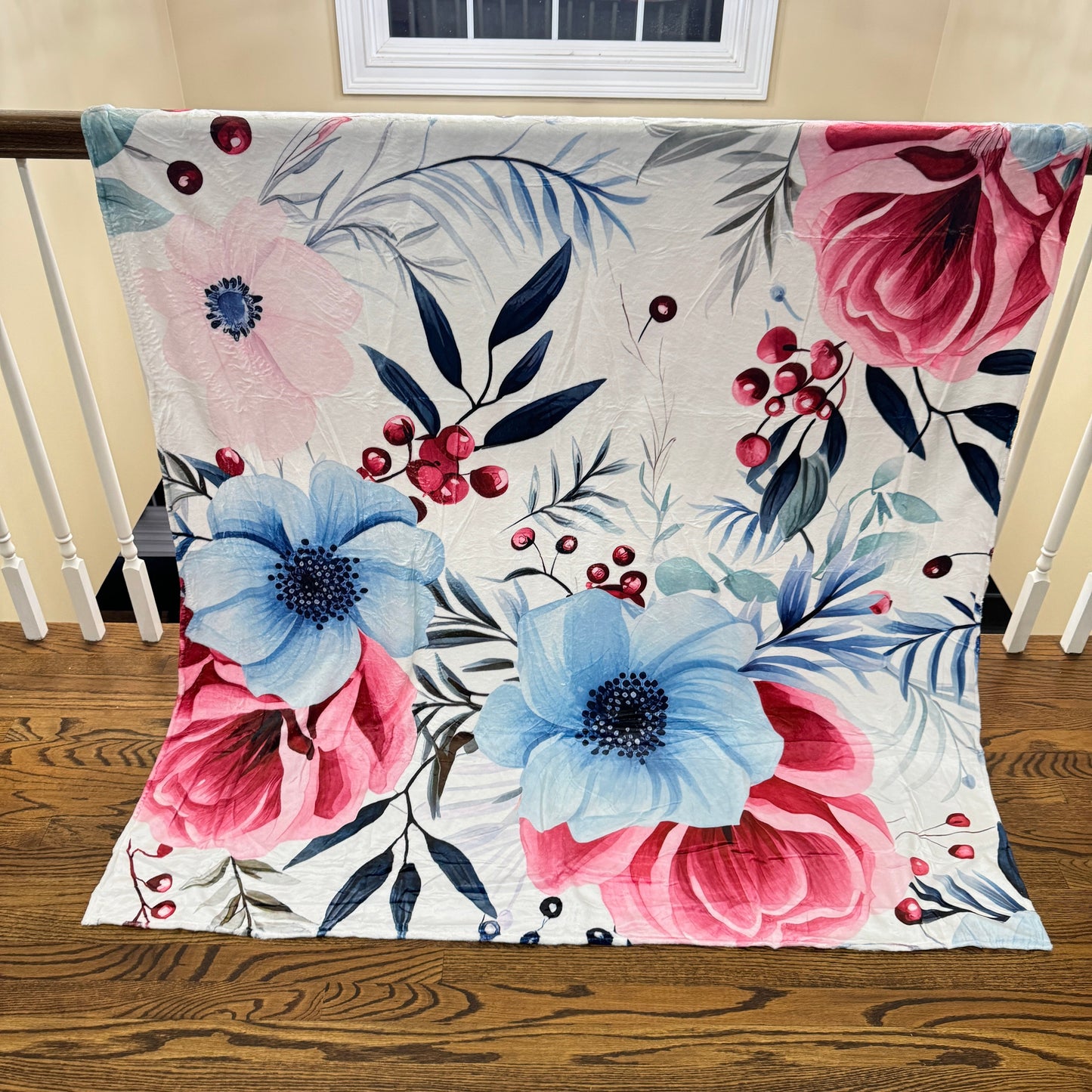 Blanket - Christmas Red Pink Blue Winter Floral - PREORDER ENDS 10/10