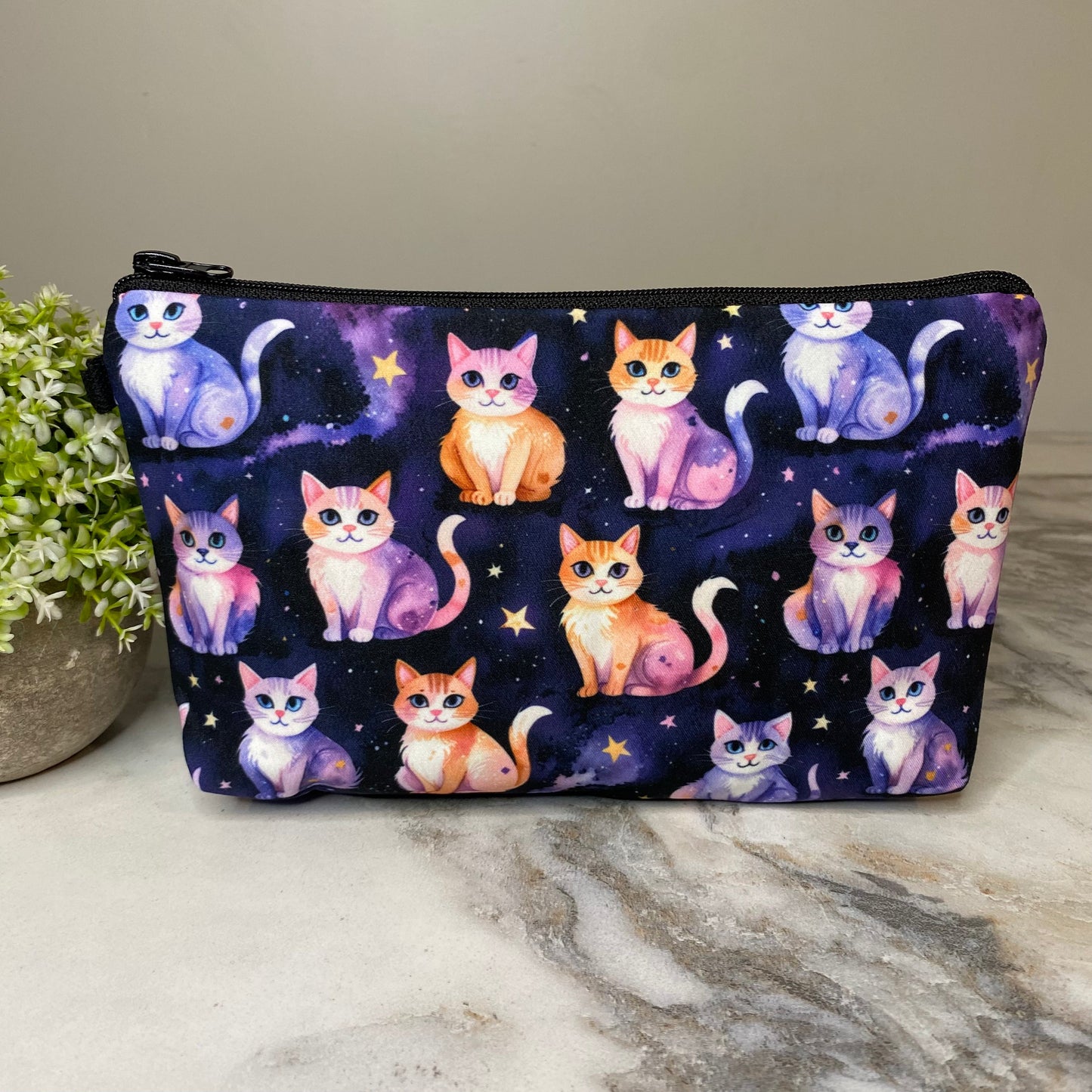 Pouch - Cats Orange Purple Galaxy