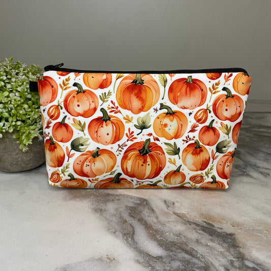 Pouch - Leaves & Pumpkins Watercolor