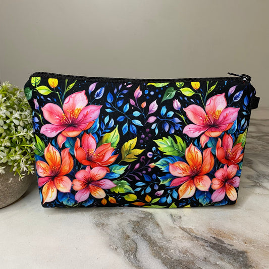 Pouch - Neon Flowers Leaves