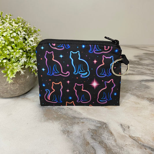 Mini Pouch - Neon Cat Outline
