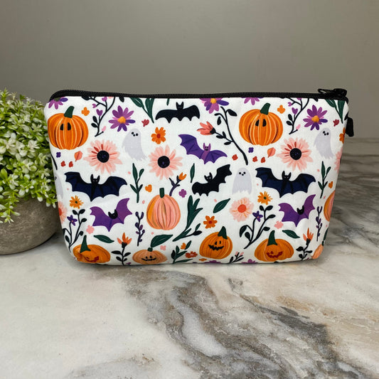 Pouch - Halloween - White Pumpkin Bat